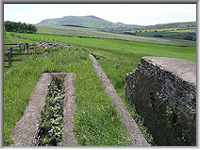View from Ladywell engine house to the shaft and distant Corndon Hill