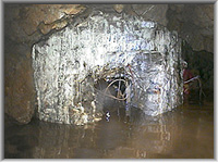 Looking back at the concrete shaft liining from the level, 120m from surface