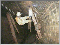 Approaching the timbers across the shaft
