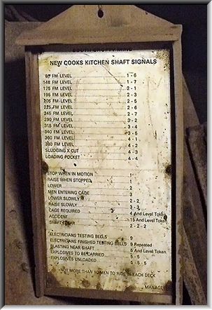 List of shaft signals at New Cook's Kitchen shaft